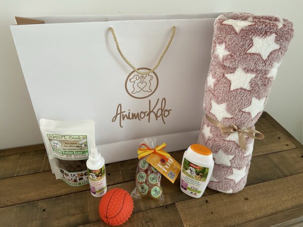 Coffret cadeau accessoires originaux et friandises pour chien 02